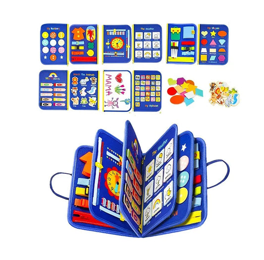 KTX-655443 Montessori Sensory Learning Busy Board for Toddlers Aged 1-3, Travel Activities Educational Toy