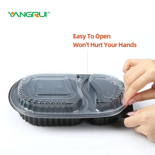 KTX-450387 Microwavable Clear Plastic Food Containers with Lids - Recycled Small Takeout Boxes