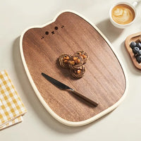 Food-Safe Wenge Wood Cutting Board, Cartoon Design, Thickened & Mold-Resistant