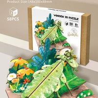 HKM-855891 Wooden 3D Insect Puzzle Set - Butterfly and Bee Models for Kids Educational Fun