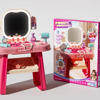 HKM-080659 Kids Makeup Table Play Set with Dressing Mirrors and Sound Features for Pretend Play