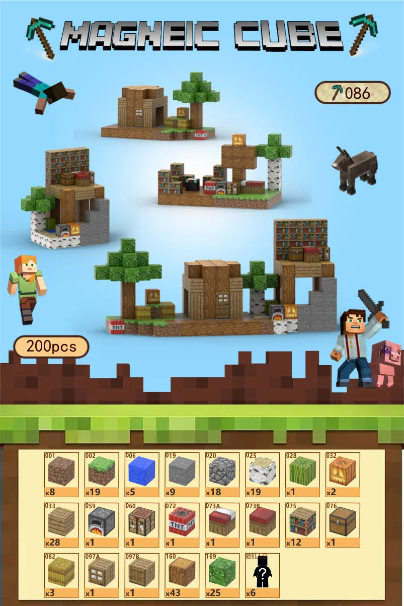 KTX-684755 Magnetic Building Block Cube Set for Kids - DIY Educational Sensory Game with Over 500 Accessories