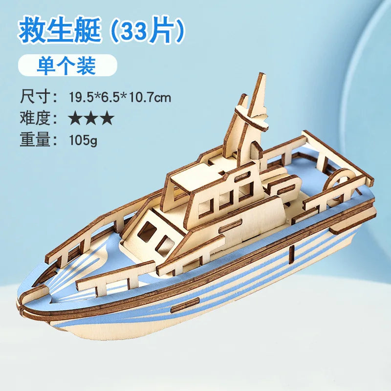 KTX-925651 3D Wooden Puzzle Kit for Kids - Eco-Friendly DIY Educational Toy in Cartoon Style