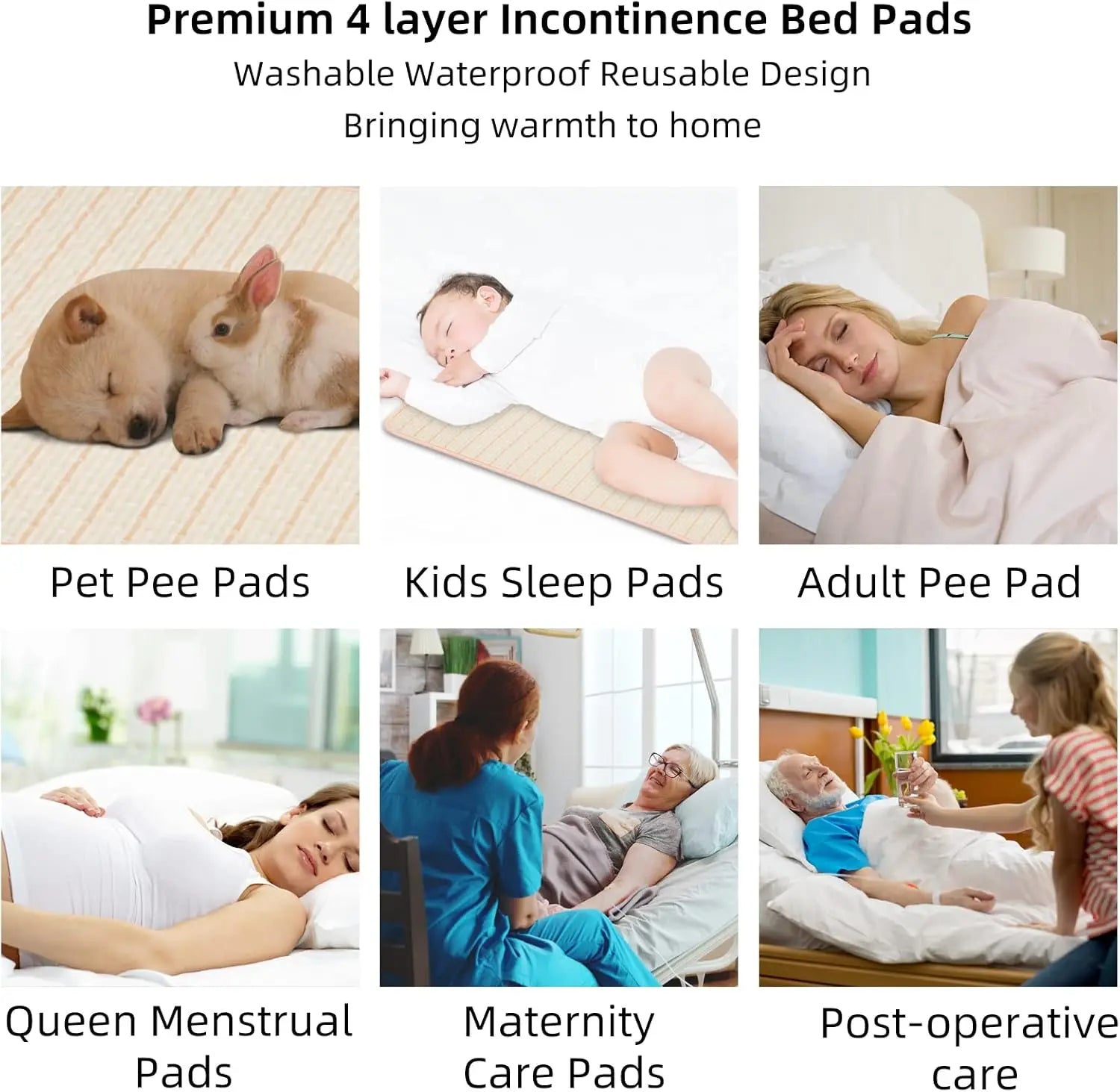 HKM-518995 Medium Reusable Bamboo Fiber Waterproof Puppy Pads for Pets