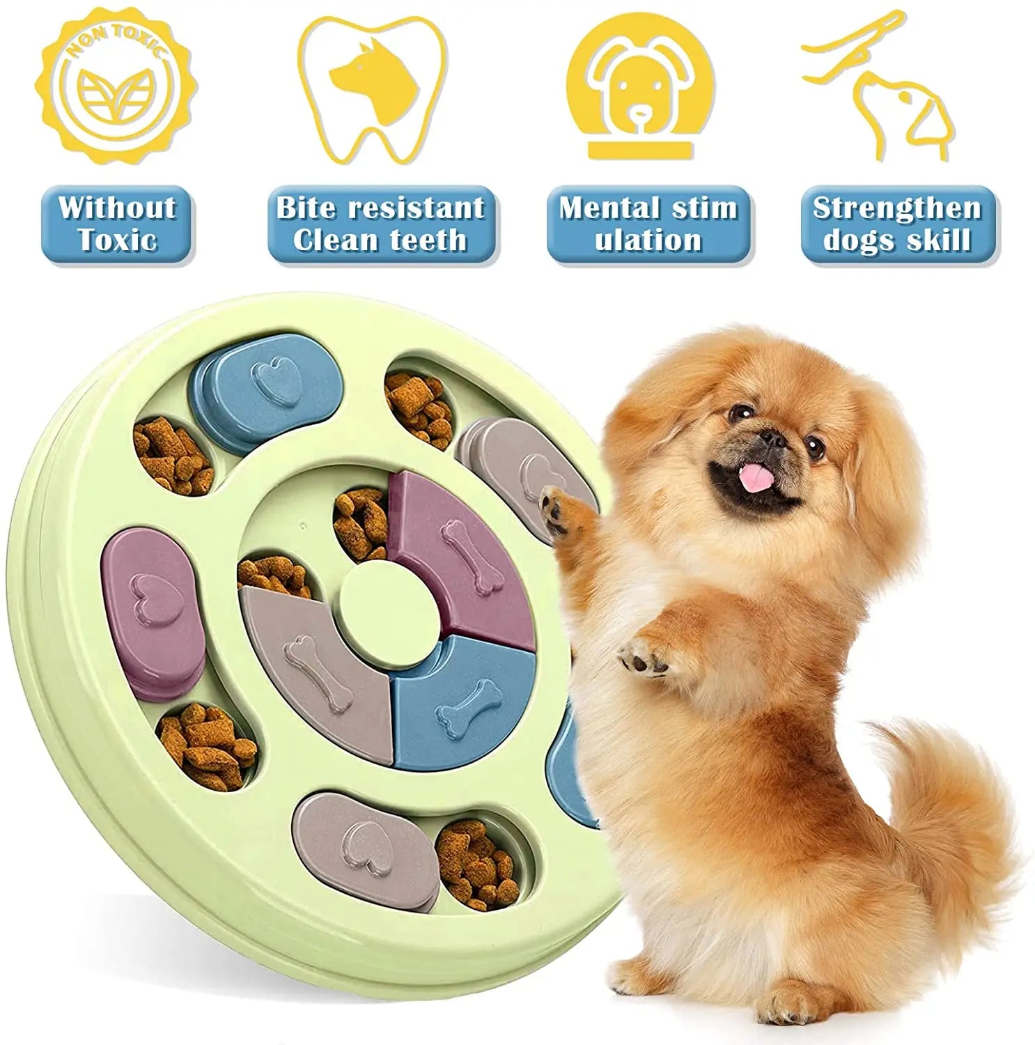 HKM-700947 Interactive Dog Puzzle Toy - Slow Feeder and Treat Dispenser for Engaging Play and Training