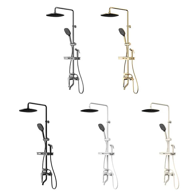 KTX-703763 Modern Matte Black Exposed Thermostatic Shower Column with Jet & Massage Spray