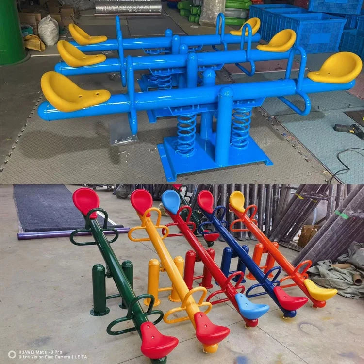 KTX-134611 Kids Outdoor Seesaw Set - Durable Plastic and Steel Playground Equipment