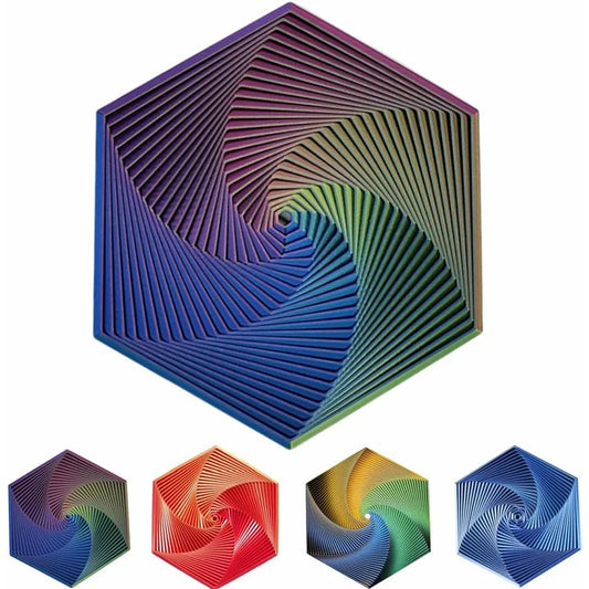 KTX-080275 3D Printed Fractal Hexagon Fidget Spiral Toy for Stress Relief and Anxiety Management