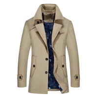 HKM-701971 Men's Coats Trench Coat Wind Breaker Jacket Middle-aged Business Plus Size Men's Jackets Wrinkle Resistant Fashion Man Coat