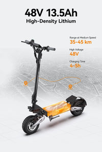 HKM-1807955 Electric Scooter 2400W Dual Motor 48V Battery 37 Mile Range 11-Inch Tires Hydraulic Brakes Foldable Dual Suspension