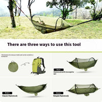 HKM-568083 Full-Automatic Outdoor Camping Hammock with Mosquito Net, Anti-Mosquito Nylon Cloth, Available in Single and Double Sizes