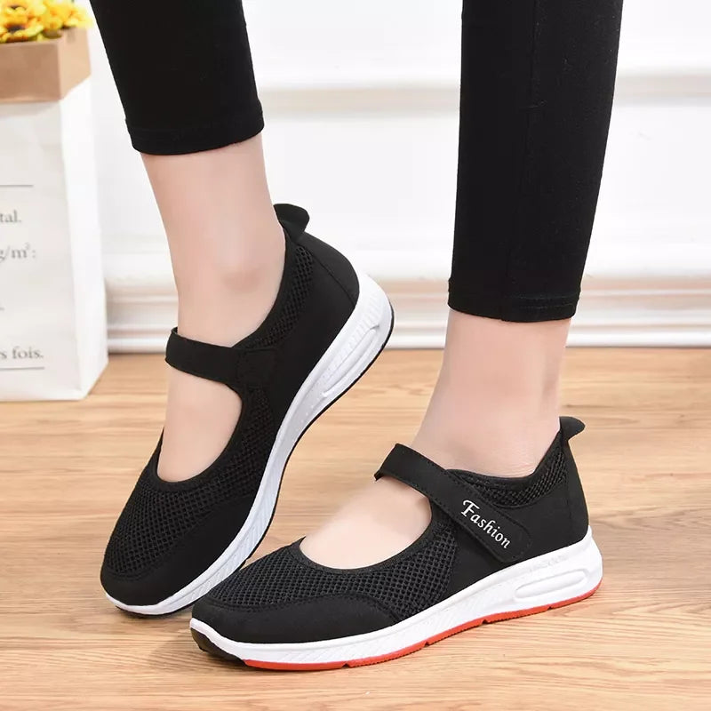 HKM-770963 Casual Soft Sold Running Fitness Women Flat Shoes Durable Anti-slip Anti-odor Outdoor Sport Sneakers Shoes