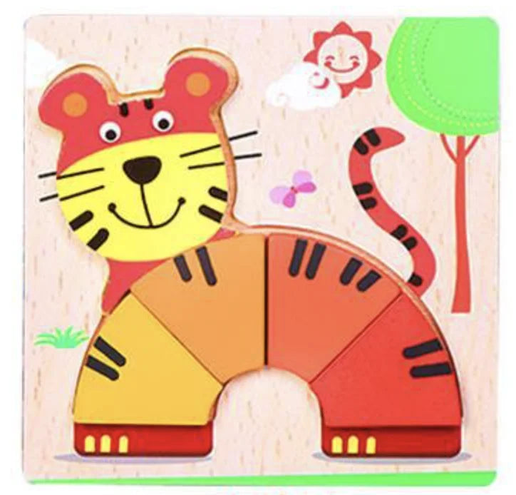 KTX-777619 Wooden Animal Puzzle Toy for Toddlers Age 1-3 - Educational and Interactive Learning Game