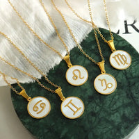 HKM-330323 Designer White Seashell Necklace Woman Gold Plated Stainless Steel Pendant Necklace Jewelry