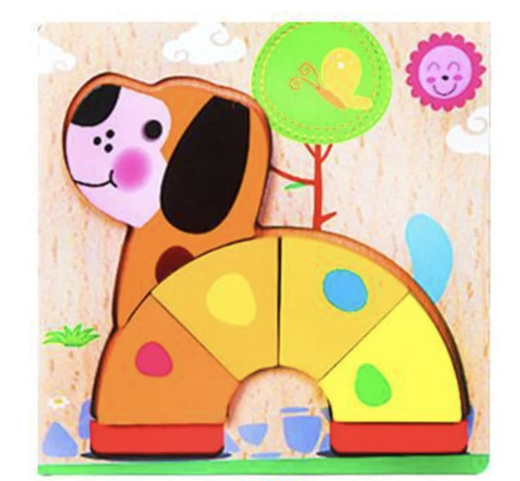 KTX-777619 Wooden Animal Puzzle Toy for Toddlers Age 1-3 - Educational and Interactive Learning Game