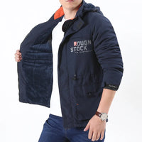 HKM-357331 Men's Casual Fall/Winter Assault Puffer Blouson Thick Down Warm Hooded With Stand Collar Clothing Winter Men's Coats