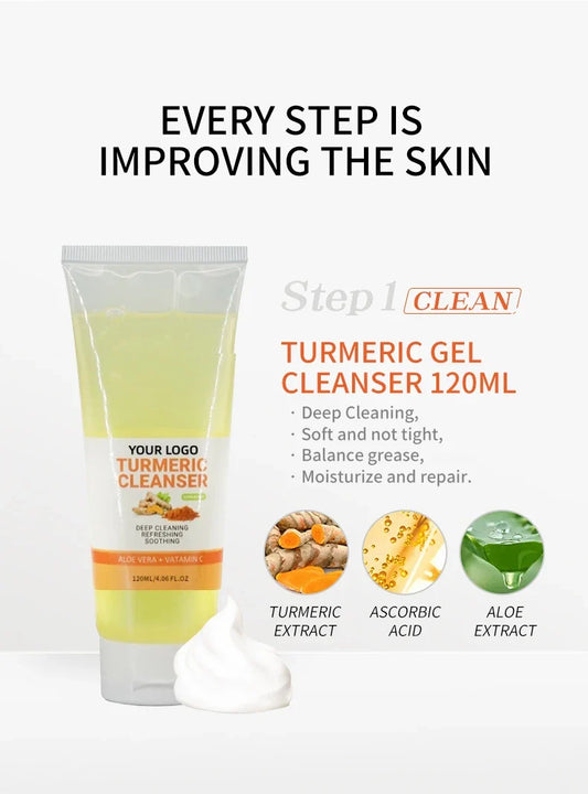HKM-882707 Organic Turmeric Facial Gel Cleanser - Pore Cleansing, Exfoliating & Moisturizing Face Wash 100ml