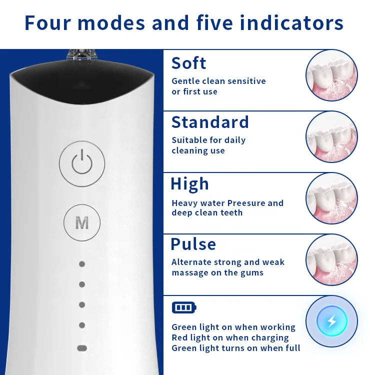 HKM-913171 IPX7 Waterproof Electric Dental Floss Water Flosser for Home and Travel