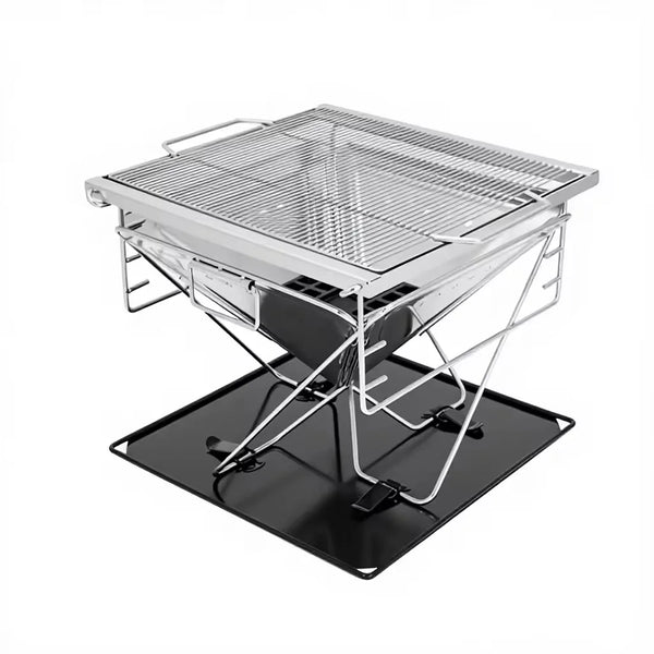 Stainless Steel Portable Freestanding Charcoal BBQ Grill Wood Burning Outdoor Camping Stove for Picnic Backyard Travel