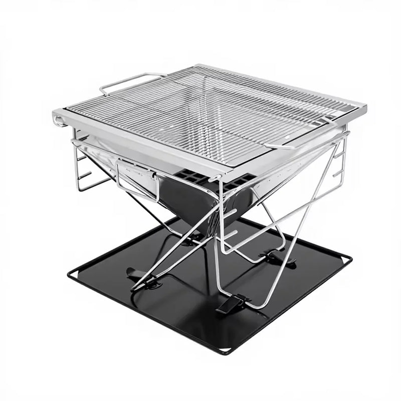 Stainless Steel Portable Freestanding Charcoal BBQ Grill Wood Burning Outdoor Camping Stove for Picnic Backyard Travel