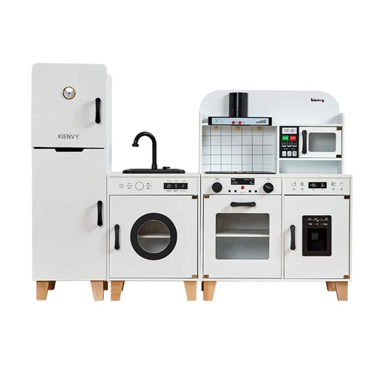 KTX-240979 Custom Toddler Wooden Kitchen Play Set with Sounds and Lights for Pretend Cooking Role Play