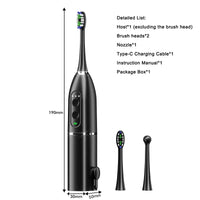HKM-814867 Electric Sonic Toothbrush & Water Flosser Set with 2 Smart Brush Heads and Retractable Water Tank