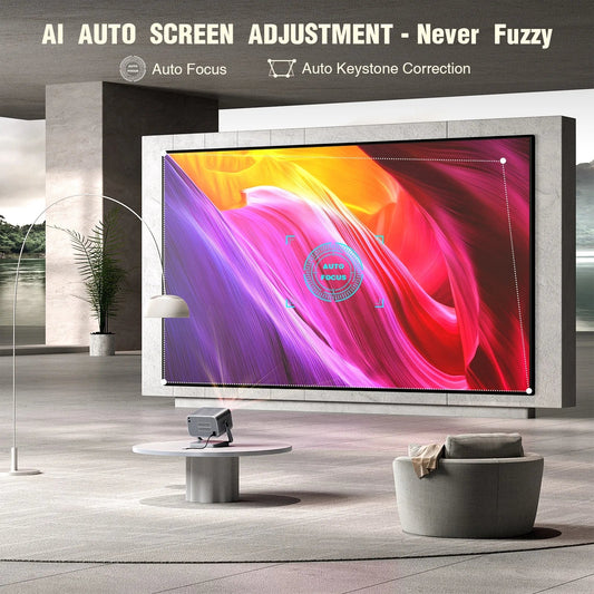 KTX-384467 1080p Full HD Pico Projector with Smart LED LCD Technology for Home Theatre and Education, Supports WiFi and 3D