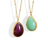 HKM-395859 Natural Rough Stone Light Luxury Niche Clavicle Chain Polished and Polished Drop-shaped Pendant Stainless Steel Necklace