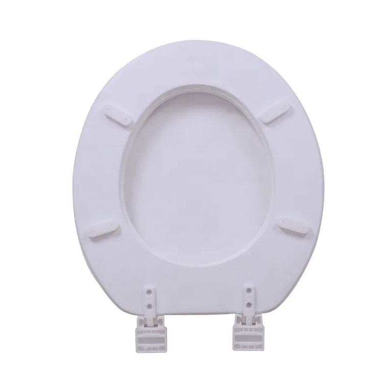 KTX-933139 White MDF Wooden Toilet Seat Cover with Soft Close Mechanism - Round Shape for Bathroom Use