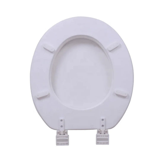 KTX-933139 White MDF Wooden Toilet Seat Cover with Soft Close Mechanism - Round Shape for Bathroom Use