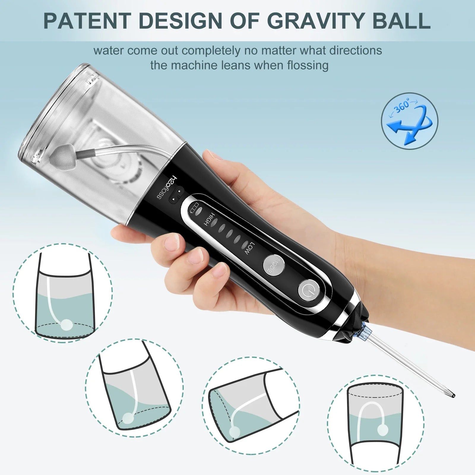 HKM-192275 Cordless Dental Water Flosser with 5 Cleaning Modes for Effective Oral Care