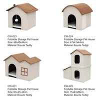 HKM-062547 Foldable Cat Scratcher Play House and Bed - Cute Brown Fabric Design for Indoor Use