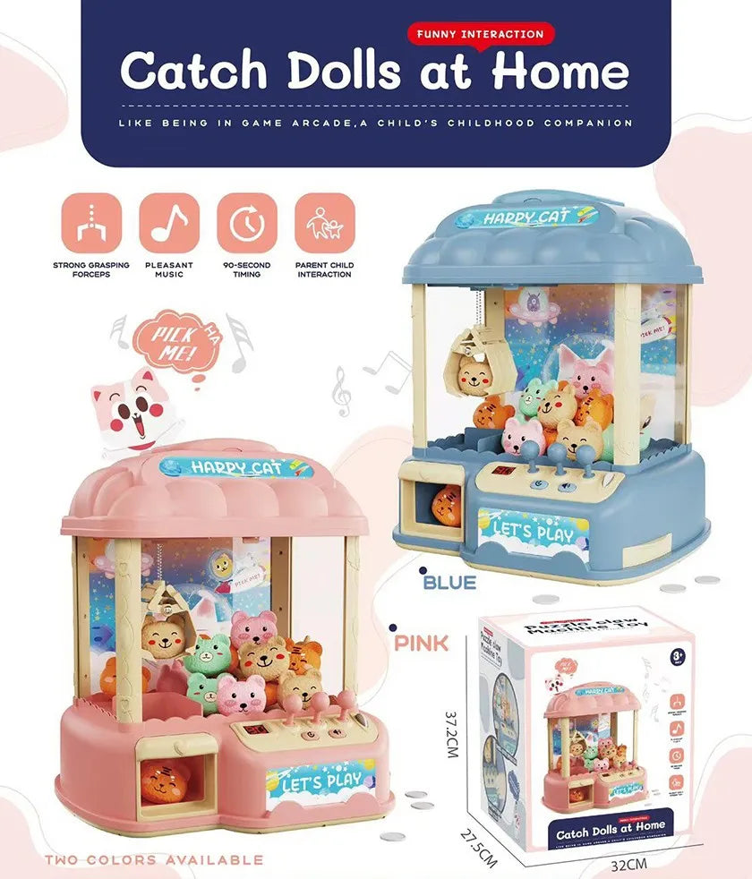 HKM-933779 Mini Doll Catching Machine for Kids - Coin-Operated Toy for Home Use