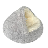 HKM-586835 Plush Round Winter Warm Cat and Dog Bed - Soft, Comfortable, and Machine Washable