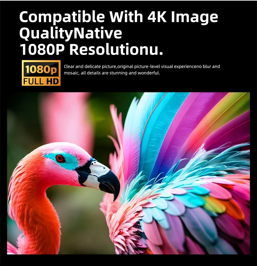 KTX-498579 1080P 4K HD LCD LED Multimedia Projector for Home Cinema Experience