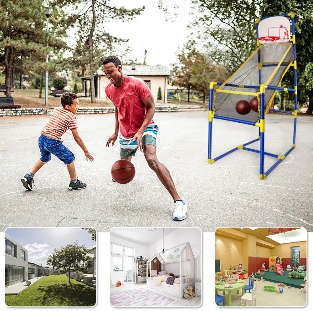 KTX-052115 Indoor Basketball Stand Toy Set with Mini Ball and Pump for Kids and Family Interactive Play