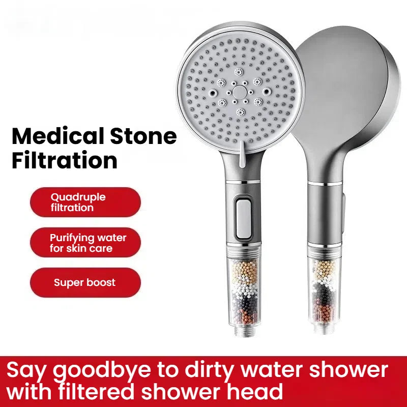KTX-753491 High Pressure 5-Mode Handheld Mineral Rain Shower Head with Filter
