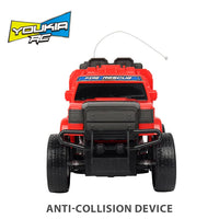 HKM-409491 Remote Control Red 27MHz Fire Truck Toy Car for Kids - 4WD, Indoor/Outdoor Use