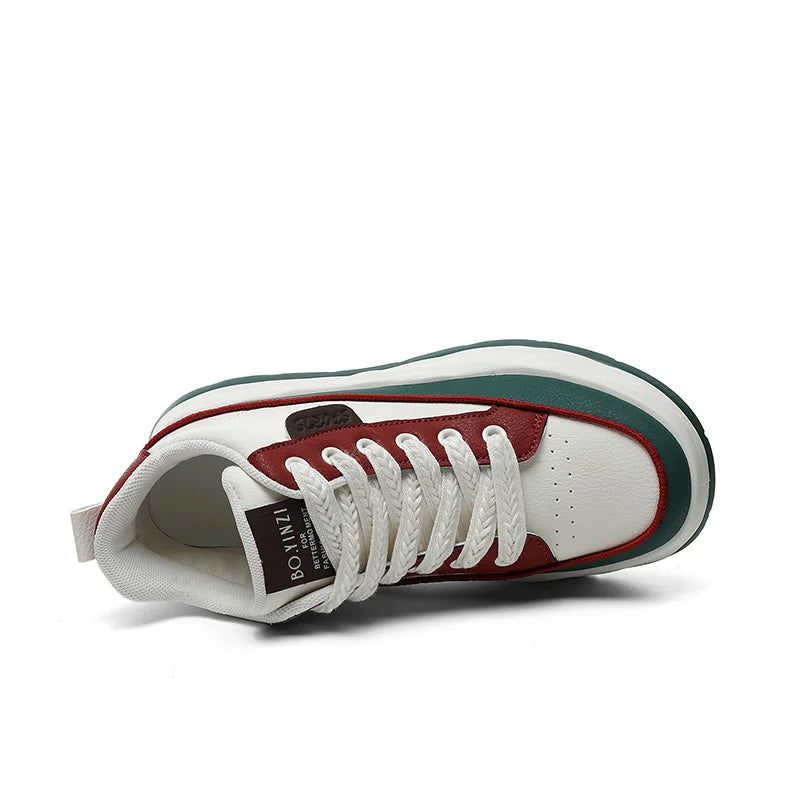 HKM-769811 XF2657 New Autumn Mid Top Breathable and Anti slip Student Thick Sole Elevated Sports Board Shoes Casual Running Shoes