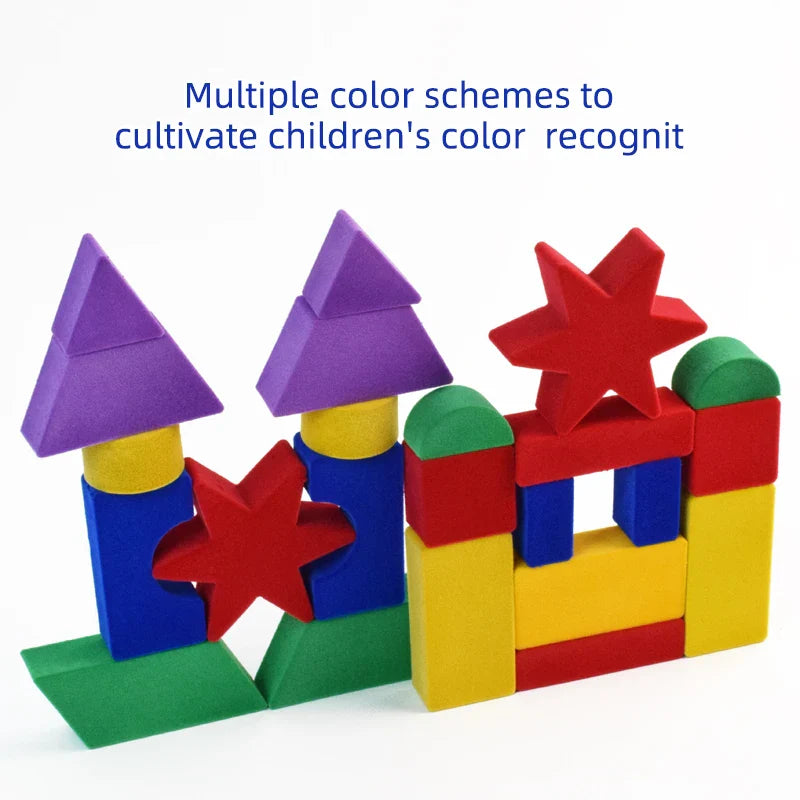 KTX-144659 Colorful Natural Latex Building Block Set - 25 Pcs Castle DIY Educational Toy for Kids