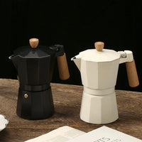 Quality Wooden and Aluminum Stovetop Espresso Maker Stylish Espresso Moka Pot for Classical Taste Italian Coffee Enthusiast