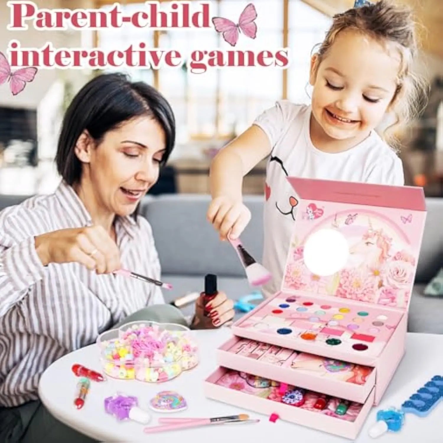 HKM-195923 Kids Washable Makeup Set for Pretend Play - Includes Realistic Cosmetics for Ages 2-13