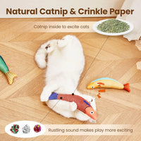 HKM-636563 Soft Catnip Crinkle Saury Fish Toys – 3 Pack Indoor Exercise Cat Toys