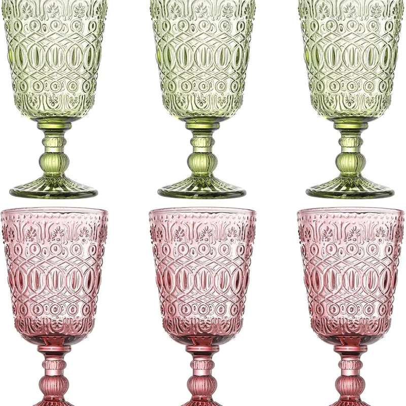 Wholesale OEM Classic Durable Glass Wine Goblet Embossed Design Eco-Friendly Long Stem Handblown for Wedding Banquets Events
