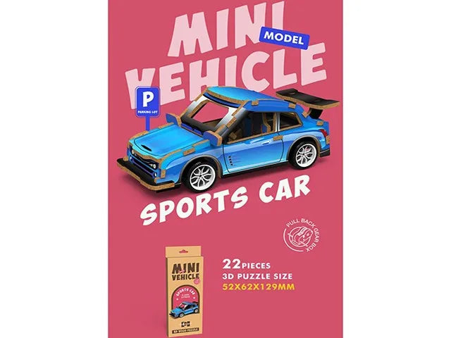 HKM-692051 3D Wooden Puzzle Car for Kids - DIY Assembly Educational Toy