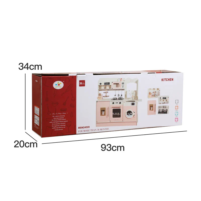 KTX-748307 Wooden Pretend Play Kitchen Set with Accessories for Toddlers