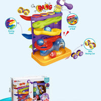 HKM-296531 2 in 1 Penguin Hammer Pounding Ball Ramp Toy for Kids, Educational Roller Coaster Play Set