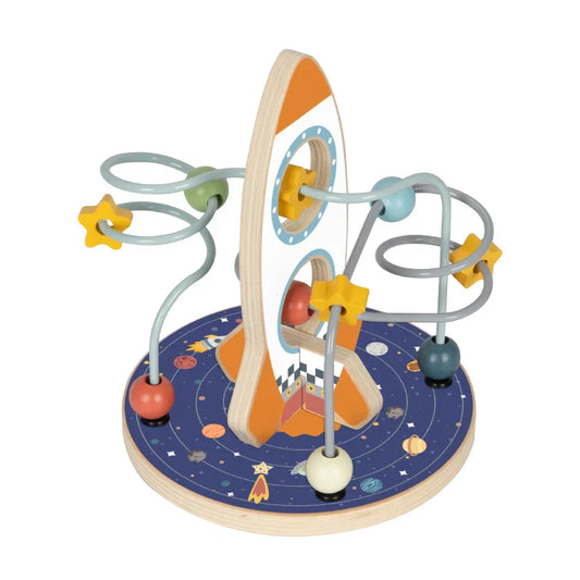 KTX-097235 Montessori Wooden Beads Maze Toy - Multifunctional Rocket-Shaped Educational Activity for Preschool Learning
