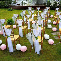 Swiss Dot Tulle Chair Sashes Organza Chair Back Bow Sheer Yarn Chair Covers for Wedding Banquet Party Event Decoration
