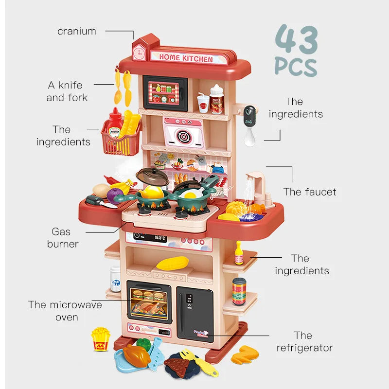 KTX-734803 43-Piece Interactive Kitchen Play Set for Kids with Sound and Light Features